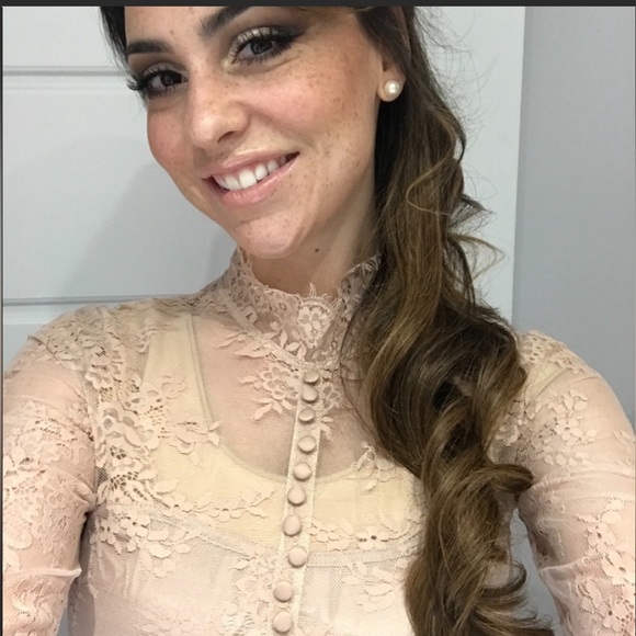 ASOS blush pink lace midi dress size small - Picture 3 of 6